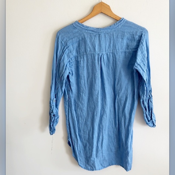Rosemarie linen blue made in Italy tunic top size medium - Picture 2 of 6